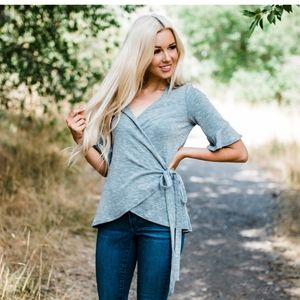 Wrap 3/4 length sleeve top
